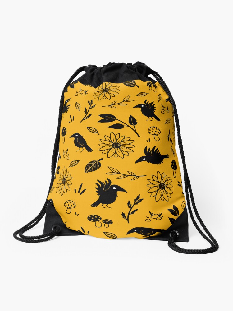 Thumbnail 1 of 3, Drawstring Bag, Crows and Foliage designed and sold by katiecrumpton.