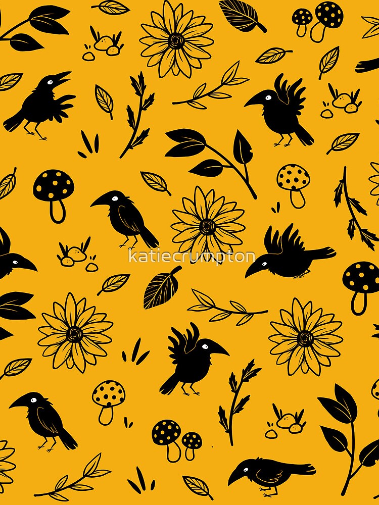 Thumbnail 3 of 3, Drawstring Bag, Crows and Foliage designed and sold by katiecrumpton.