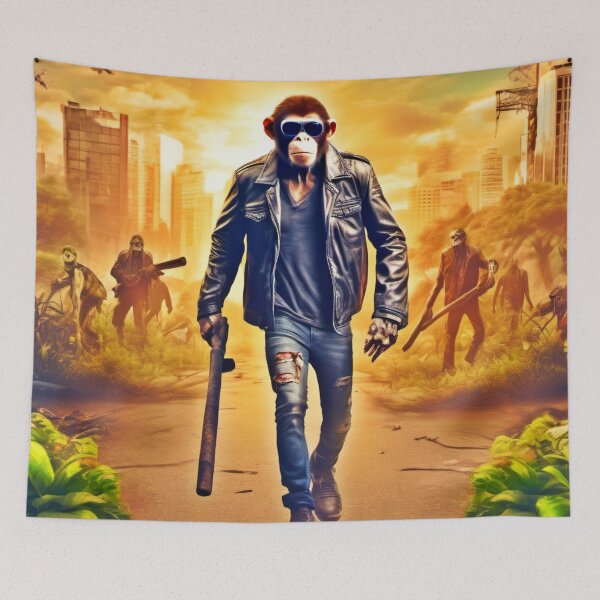 Item preview, Monkey with Bat: Cityscape designed and sold by Health And Fitness Posts e-Store.
