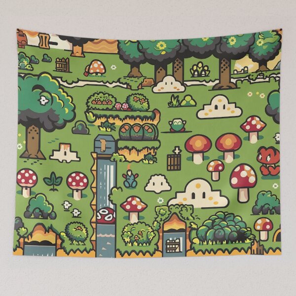 Item preview, Tiled Video Game Forest Level Pattern designed and sold by dcrc.