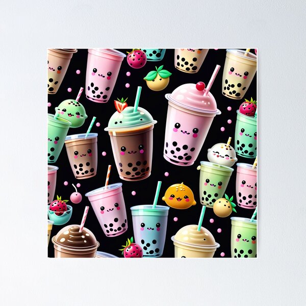 Item preview, Kawaii Bubble Boba Tea Pattern designed and sold by TheArtOfPat.