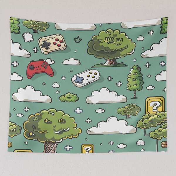 Item preview, Tiled Video Game Symbol Pattern designed and sold by dcrc.