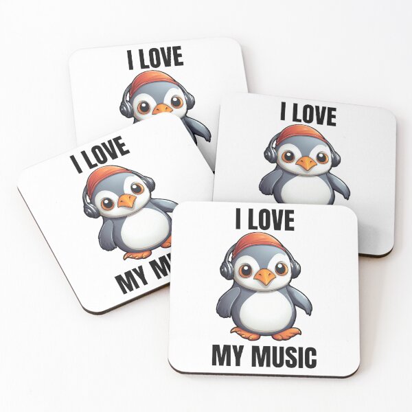 Item preview, I Love My Music Penguin With Headphones Cute Comedy Art Electronic Modern Animal designed and sold by SMARTKIT  DESIGNAGENCY.