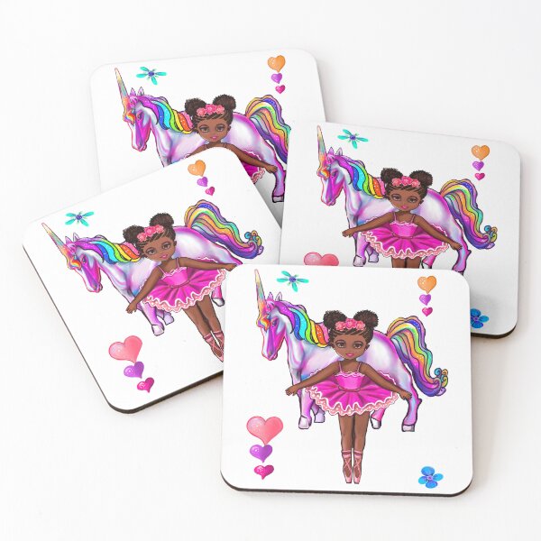 Item preview, Afro hair Princess with unicorn pony - black girl with curly afro hair and horse. Black princess designed and sold by Artonmytee.