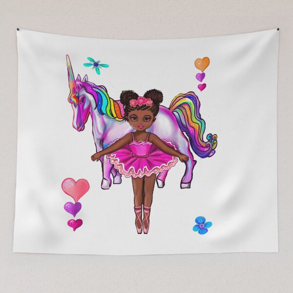 Item preview, Afro hair Princess with unicorn pony - black girl with curly afro hair and horse. Black princess designed and sold by Artonmytee.
