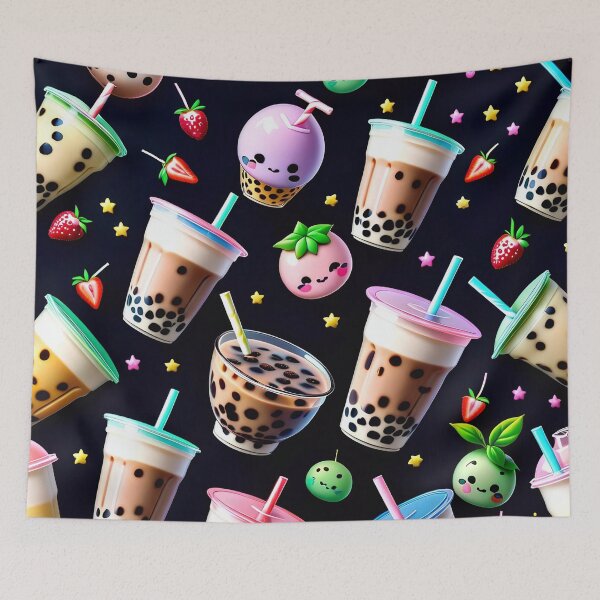 Item preview, Kawaii Bubble Boba Tea Pattern designed and sold by TheArtOfPat.