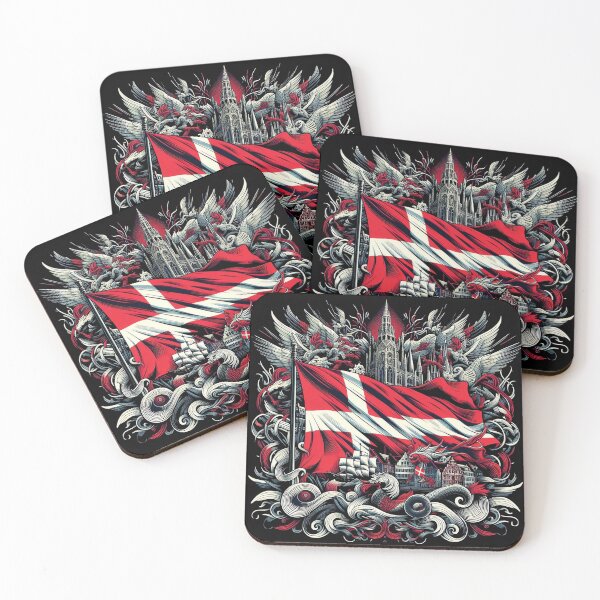 Item preview, Flag of Denmark in retro style designed and sold by FreshArtFusion.