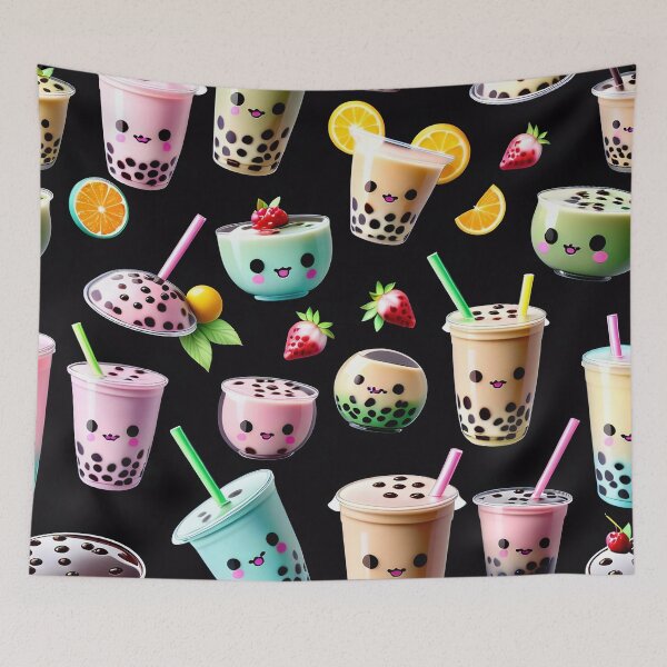 Item preview, Kawaii Bubble Boba Tea Pattern designed and sold by TheArtOfPat.