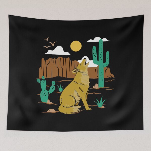 Item preview, Moonlit Serenade: Coyote and Cacti Desert Nightscape designed and sold by Maria Garcia.