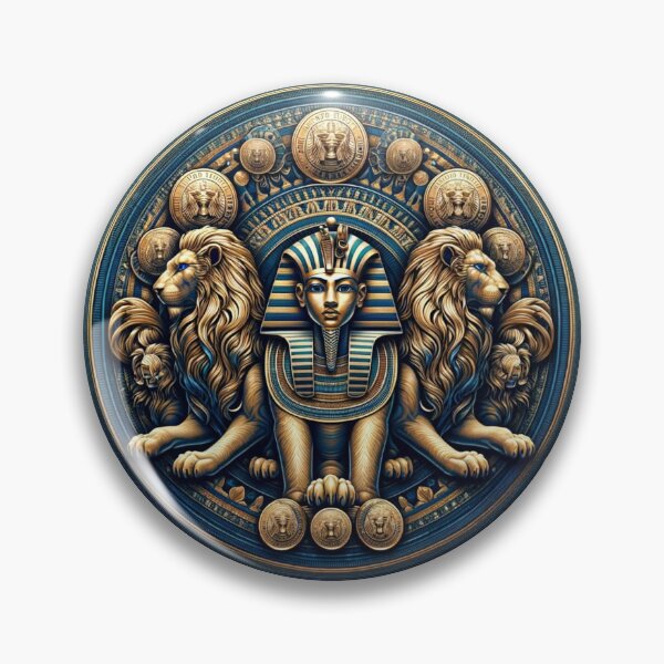 Item preview, Tutankhamen Gold and Blue Lion Egyptian Plaque Coin  designed and sold by Emoji Emblems.