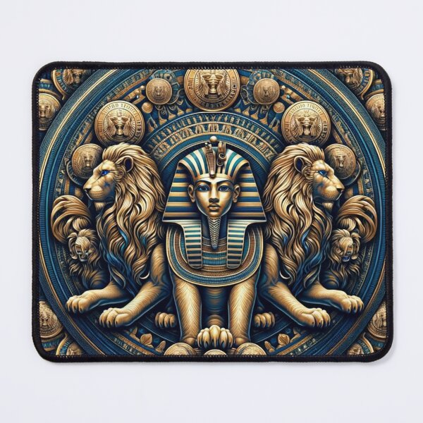 Item preview, Tutankhamen Gold and Blue Lion Egyptian Plaque Coin designed and sold by Emoji Emblems.
