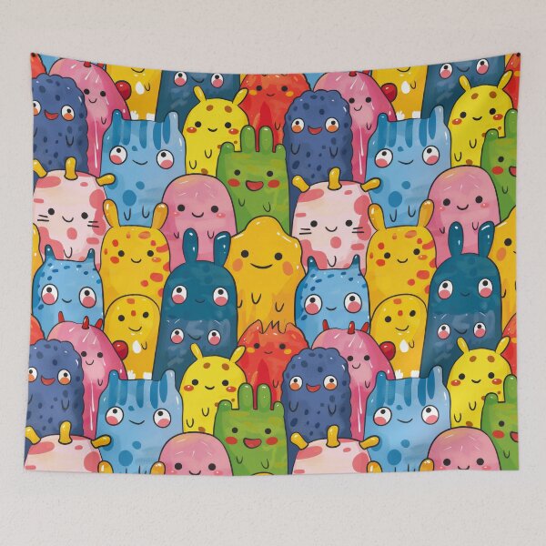Item preview, Vibrant Monster Buddies Crowd Illustration designed and sold by PICbyFemke.