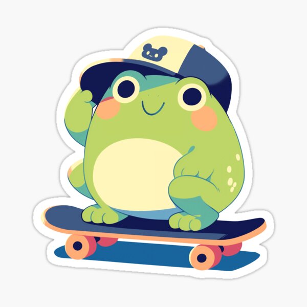 Artikel-Vorschau von Niedlicher Kawaii Froggy auf einem Skateboard Skateboarding Frog, designt und verkauft von CozyKawaiiArt.