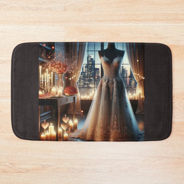 Item preview, Elegant evening dress displayed in a romantic setting, ready for a Valentine's Day dinner designed and sold by AndreaMart.