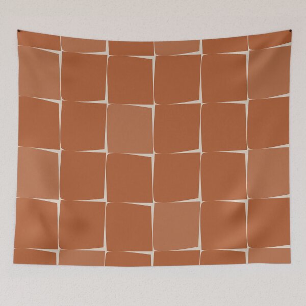 Item preview, Midcentury Modern Flux Check Grid Pattern in Terracotta Tones designed and sold by kierkegaard.