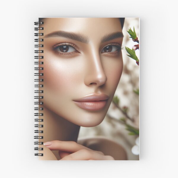 Item preview, Portrait of a woman with natural makeup highlighting her unique features, surrounded by a soft blur of spring flowers designed and sold by AndreaMart.