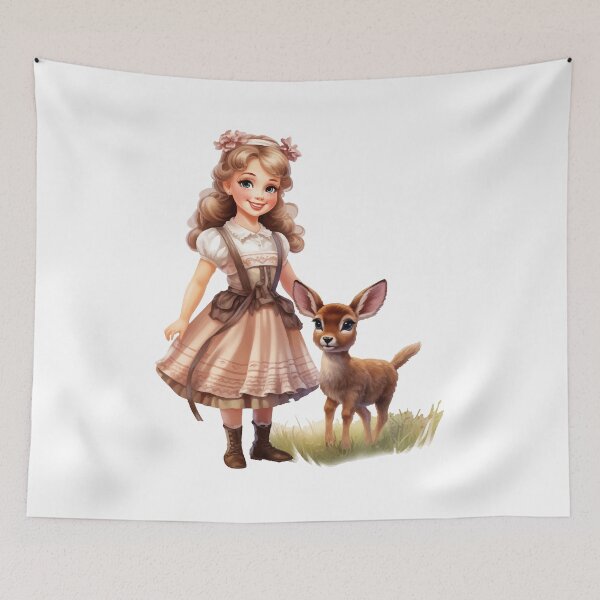 Item preview, Little girl with fawn, gift farmer, farmer's child designed and sold by Andrea-Design.
