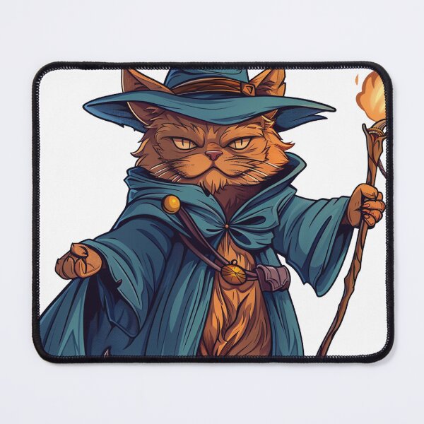 Item preview, Majestic Wizard Cat with Fiery Wand designed and sold by dungeonwarriors.