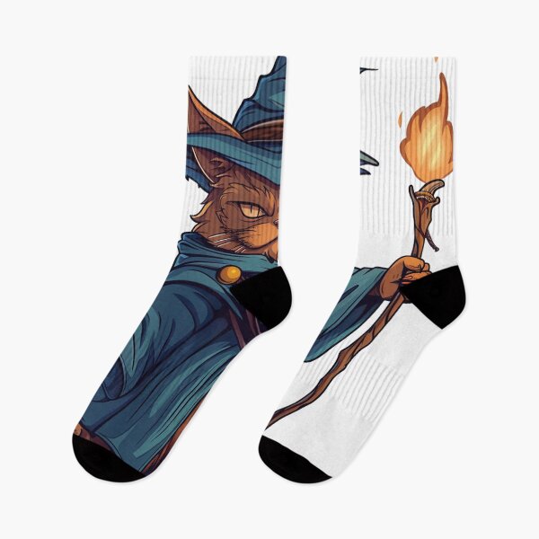 Item preview, Majestic Wizard Cat with Fiery Wand designed and sold by dungeonwarriors.