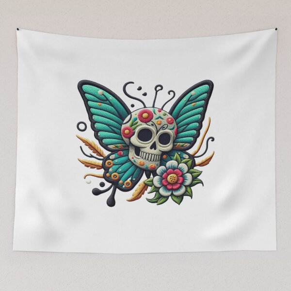 Item preview, Floral Skull Butterfly designed and sold by piscininha.