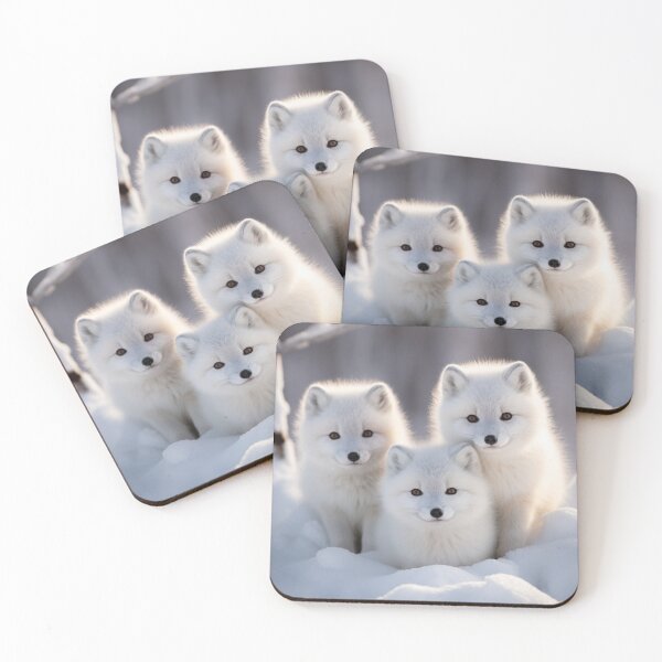 Item preview, Kawaii Cute Arctic Fox babies designed and sold by sereneprint.