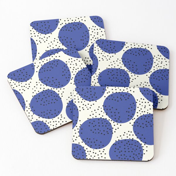 Item preview, Mid Century Retro Aesthetic Blue and Black Polka Dot Abstract Pattern designed and sold by Vintage Eclectic Visuals.