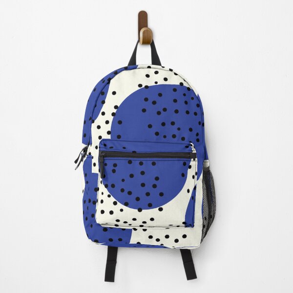 Item preview, Mid Century Retro Aesthetic Blue and Black Polka Dot Abstract Pattern designed and sold by Vintage Eclectic Visuals.