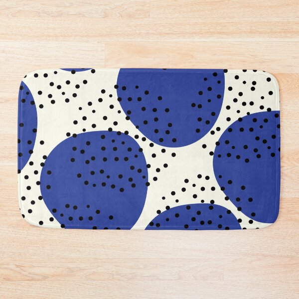 Item preview, Mid Century Retro Aesthetic Blue and Black Polka Dot Abstract Pattern designed and sold by Vintage Eclectic Visuals.
