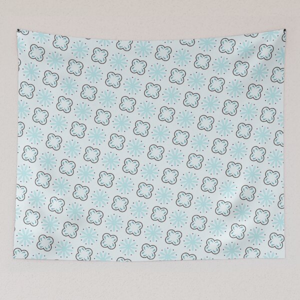 Item preview, Blue Aqua Budding Flowers Spotted Unlimited Ornaments Pattern designed and sold by Alchemy-A-La-G.