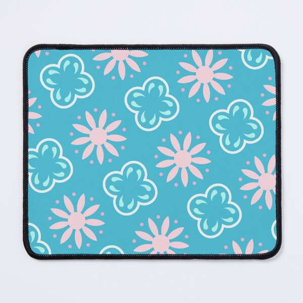 Item preview, Pink & Teal Budding Flowers Spotted Unlimited Ornaments Pattern designed and sold by Alchemy-A-La-G.