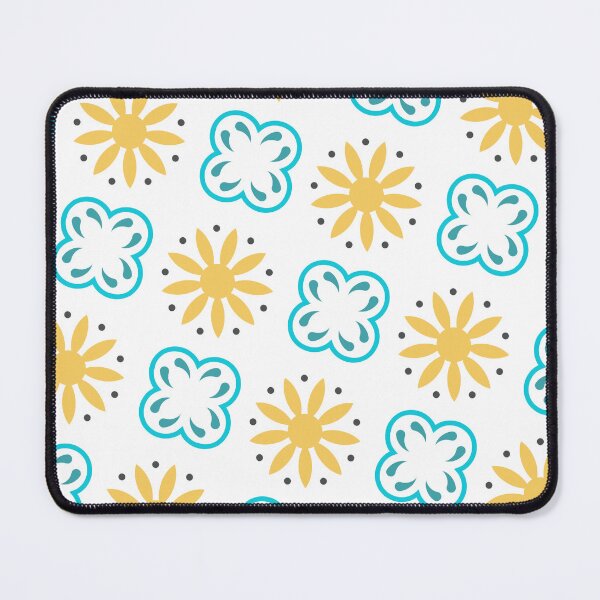 Item preview, Blue Yellow Budding Flowers Spotted Unlimited Ornaments Pattern designed and sold by Alchemy-A-La-G.