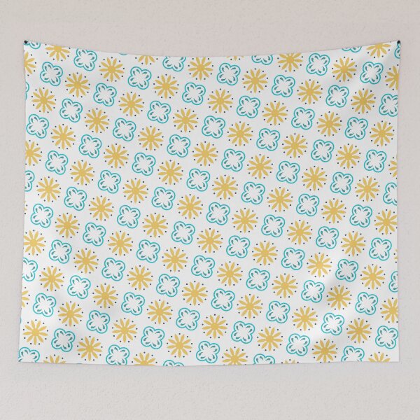 Item preview, Blue Yellow Budding Flowers Spotted Unlimited Ornaments Pattern designed and sold by Alchemy-A-La-G.