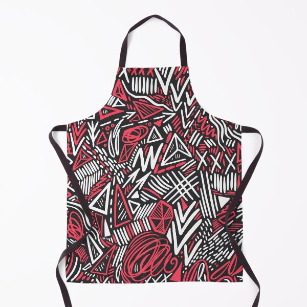 Item preview, Red and white drawn doodle pattern designed and sold by Pattern Heaven.