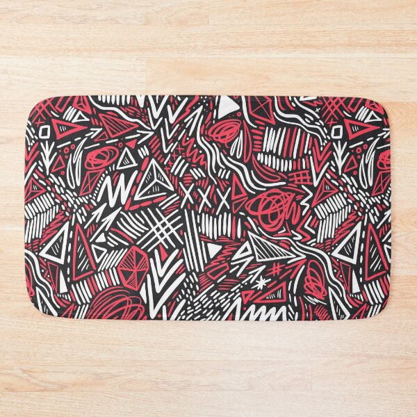 Item preview, Red and white drawn doodle pattern designed and sold by Miauau Studio.
