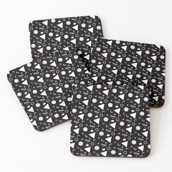 Item preview, Red & White Geometric Shapes Black Unlimited Ornaments Pattern designed and sold by Alchemy-A-La-G.