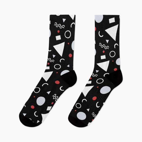 Item preview, Red & White Geometric Shapes Black Unlimited Ornaments Pattern designed and sold by Alchemy-A-La-G.