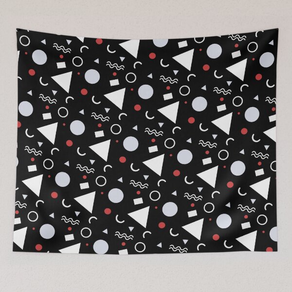 Item preview, Red & White Geometric Shapes Black Unlimited Ornaments Pattern designed and sold by Alchemy-A-La-G.