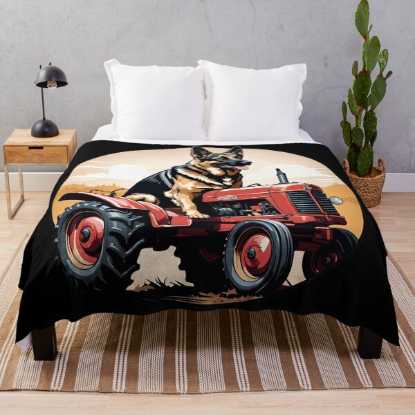 Item preview, German Shepherd Dog on a Vintage Tractor designed and sold by Ameiva-Apparel.