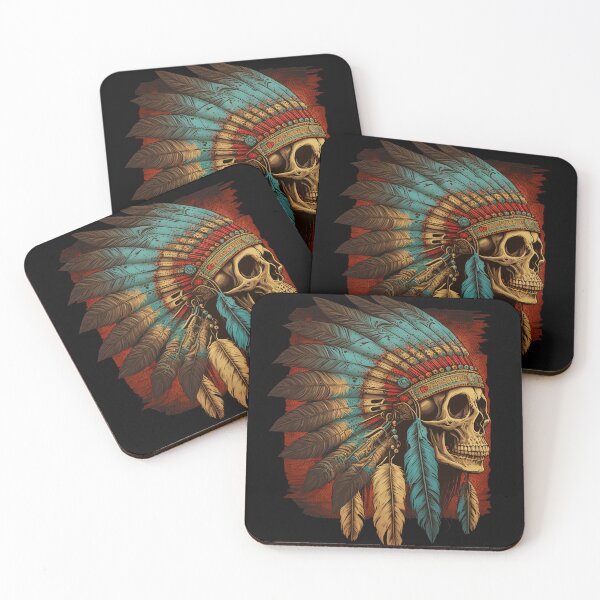 Item preview, Native American Chief Headdress Biker Skull Motorcycle designed and sold by honesttiger.