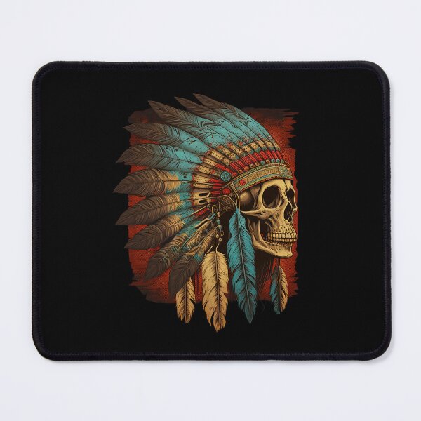 Item preview, Native American Chief Headdress Biker Skull Motorcycle designed and sold by honesttiger.