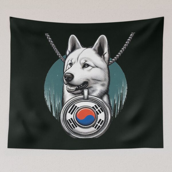 Item preview, Jindo Dog Flag Necklace: Loyalty & Courage designed and sold by PaintMeWorld.