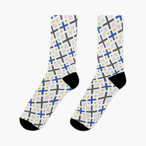 Item preview, Blue Grey & Yellow Plus & Squares White Forever Seamless  designed and sold by Alchemy-A-La-G.