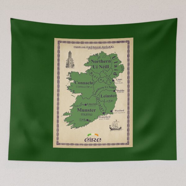 Item preview, Ireland Map of Medieval Eire Gaelic Kingdoms and Provinces designed and sold by theflandonian.
