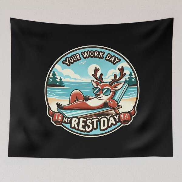 Item preview, Chill Reindeer Beach Day - Your Work Day Is My Rest Day' Summer Tee designed and sold by BlueGoldArt.