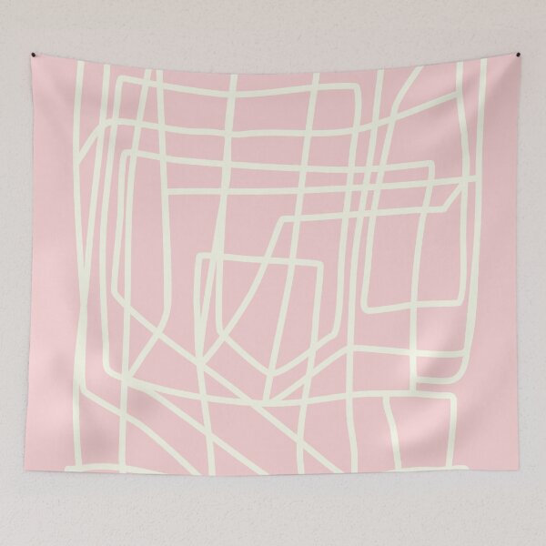 Item preview, Modern Minimalist Abstract Lines Drawing in Pink designed and sold by JuneJournal.
