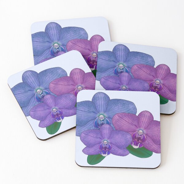 Item preview, Three blue purple orchids flower digital drawing designed and sold by Beardraws18.
