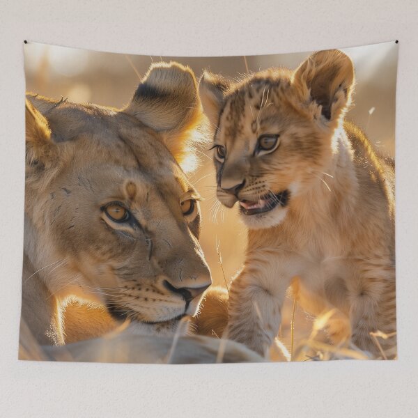 Item preview, Savannah's Tender Moment: Lioness and Cub designed and sold by smartart42.
