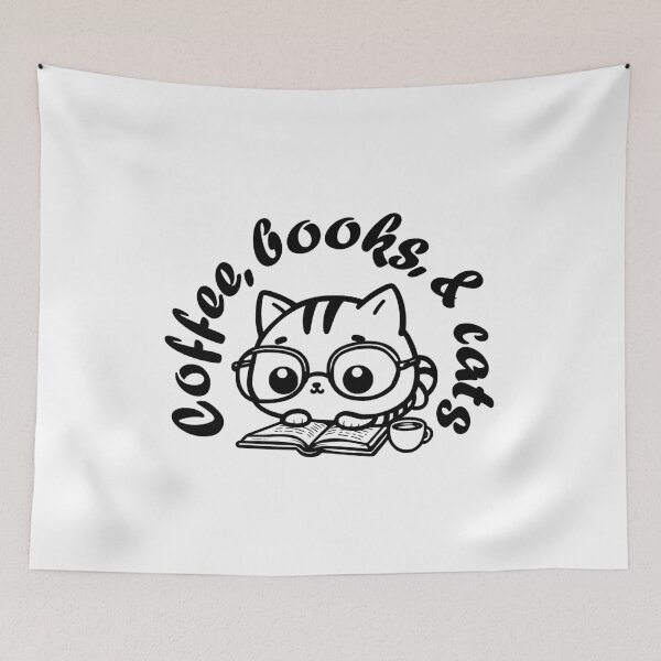 Item preview, Cute Coffee, books, & cats Kitten with glasses designed and sold by Elvin Dantes.