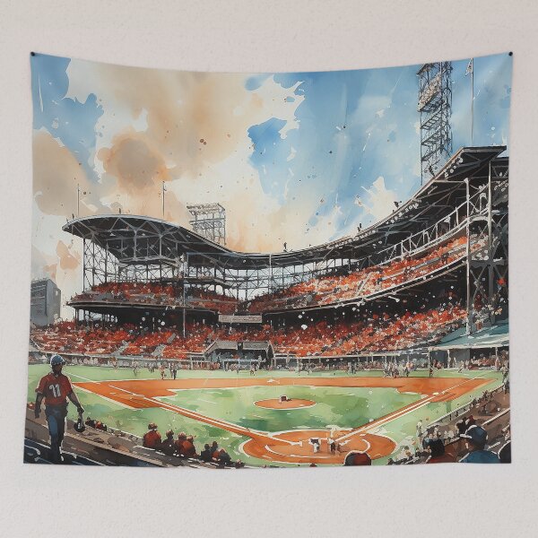 Item preview, Ballpark Beauty - A Packed Baseball Stadium During A Game - Watercolor Art - Landscape Art designed and sold by CastleBySea.
