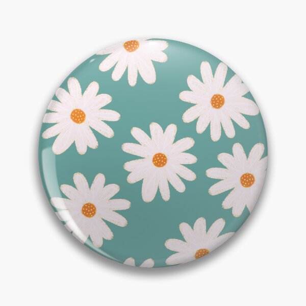 Item preview, White, Orange and Acqua Blue Doodle Daisies Floral Pattern designed and sold by Marina Oliveira Studio.